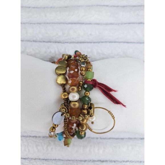 Jewelry Fantastic MOON C PARIS Eclectic Charm Beaded Bracelet, 4 Strands, Bronze - Picture 1 of 15